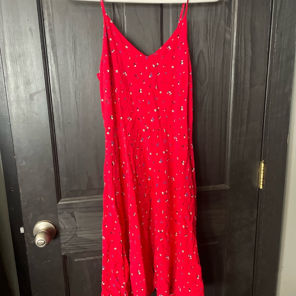 GAP Red Floral-Print Slip Dress